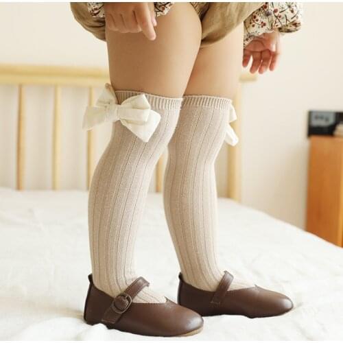 Autumn Winter Baby Girls Socks New Toddlers Girl Big Bow Knee High Long Soft Kids Socks Bowknot Cotton Newborn Children Socks