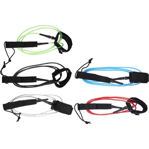 6FT 5.5mm Surfboard Leash Anti-lost TPU Double Swivels Straight Safe Rope Water Sports Surfboard Leash with Hook Loop Closure