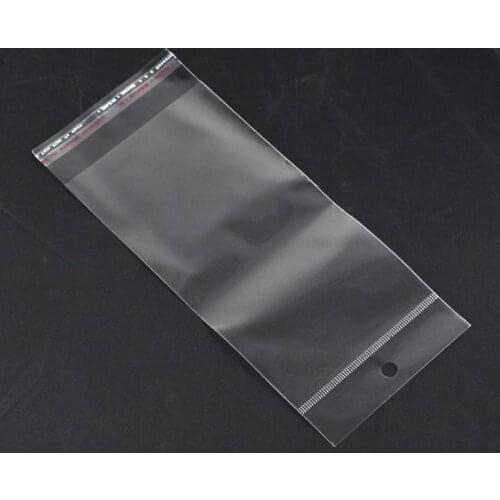 DoreenBeads Retail Clear Self Adhesive Seal Plastic Bags W/Hang Hole 20x9cm(Usable space 15x9cm),sold per pack of 200