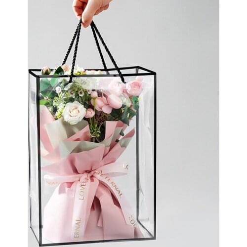 Transparent Flower Packaging Bag Wedding Party Birthday Portable Bouquet Gift Packaging Materials Flower Shop Window Floral Bag