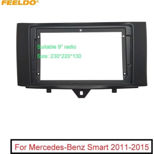 FEELDO Car Audio Fascia Frame Adapter For SMART 2011-2015 9" Big Screen 2DIN Dash Fitting Panel Frame Kit
