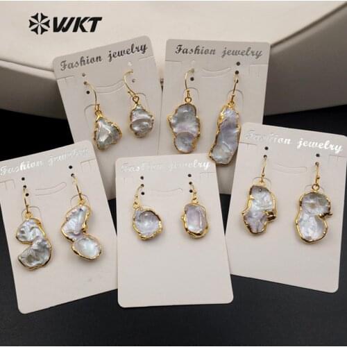 WT-E396 WKT Warmly Recommend Natural Irregular Shape Freshwater Pearl Earring For Women Charming Unique Drop Earring