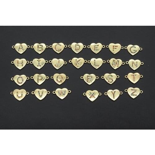 14x22mm 100% CZ Zircon DIY Jewelry Rainbow Alphabet Connectors Charm Wholesale Fashion Jewelry Accessories Factory Sale
