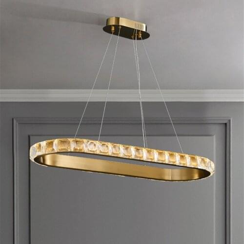 New modern crystal chandelier for dining room brushed gold led cristal lamp brief design kitchen island hanging light fixture