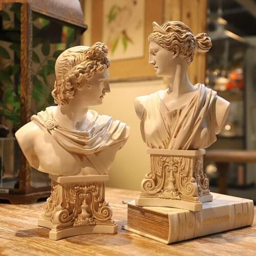 30cm Apollo Bust Statue Adelos Greek Mythology Resin Craftwork Office Hotel Living Room Decoration Gift