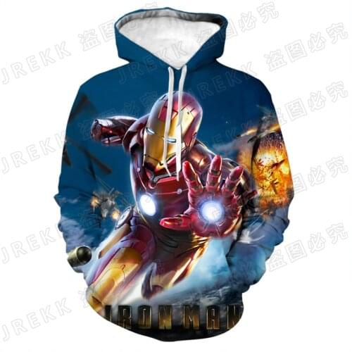 2021 New Fashion Men Women Children Sweatshirts Iron Man Hoodies 3D Print Streetwear Boy Girl Kids Pullover Long Sleeve Tops