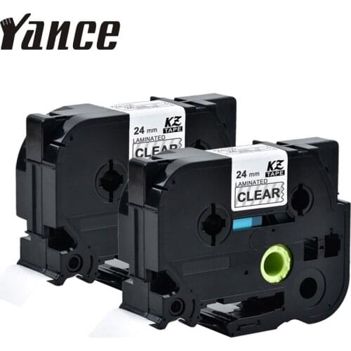 Yance 2pcs tze 24mm white on clear Laminated TZe-155 TZ-155 TZE 155 TZE155 tze Tape compatible for brother P-Touch label printer