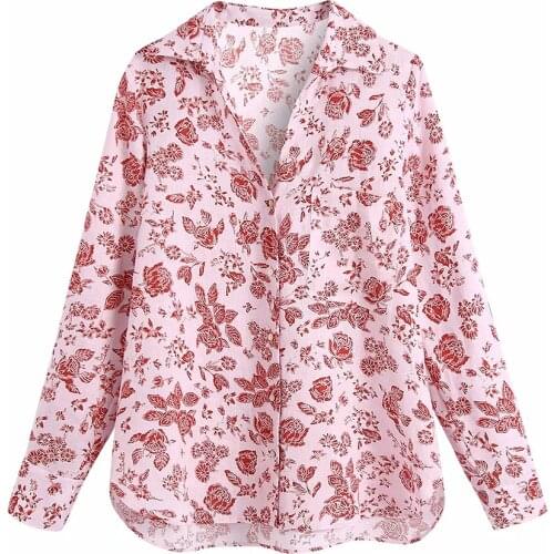 2021 Summer Women Long sleeve Print TurnDown Collar Single Breasted slim Shirt Female streetwear Shirts Ladies casual Shirt