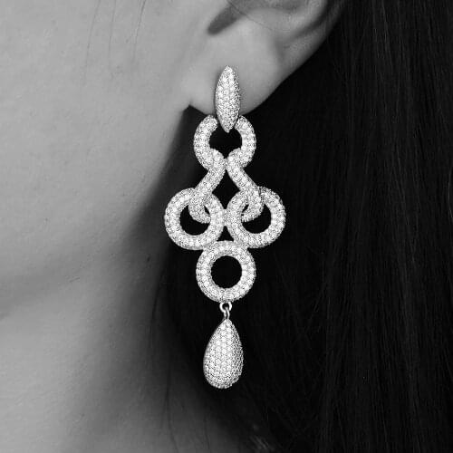 GODKI Brand New Hot Fashion Popular Luxury Long Dangle Full Cubic Zirconia Pave Wedding Earring For Women