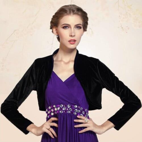 Ladies Cropped Velvet Long Sleeve Shrug Womens Bolero Jacket Cardigan Outwear Top Plus Sizes available Free Shipping