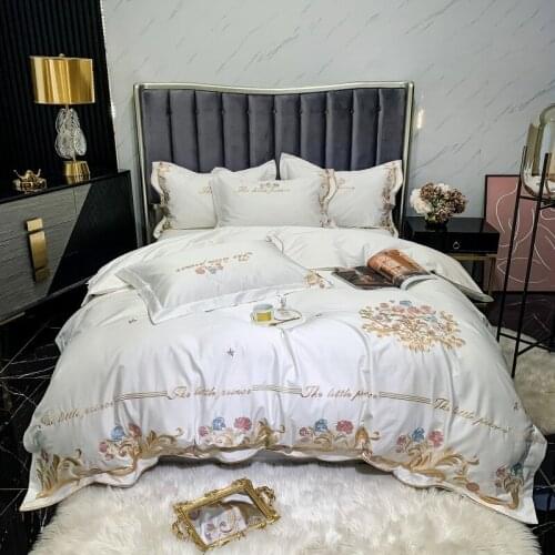 1000TC Egyptian Cotton Embroidery Duvet Cover Set Full Queen size 4Pcs Luxury Chic Bedding set Quilt Cover Bed Sheet Pillowcases
