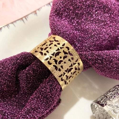 12PC Hotel model room Chinese-style European-style meal buckle napkin ring napkin ring napkin napkin buckle hollow print gold