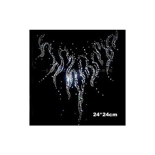 2pcs/lot Fire flame hot fix rhinestones iron on rhinestone motifs rhinestone iron on transfers designs iron on applique patches