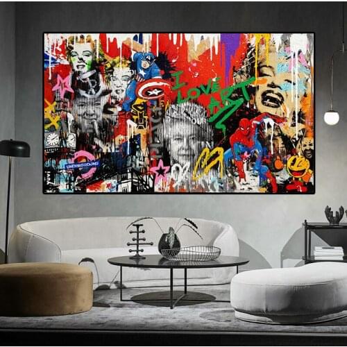 Abstract Art Graffiti Comedian Marilyn Monroe Canvas Painting Wall Art Posters and Prints Wall Pictures in Livingroom Home Decor