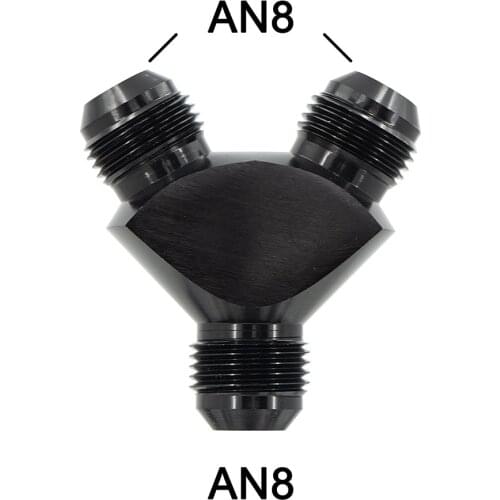 AN8 Aluminum Y Block Adapter Fittings Adaptor Black Y Type Oil Pipe Joint Universal