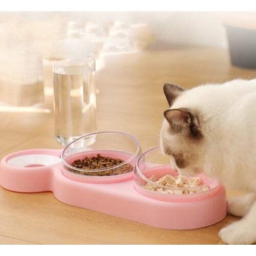 Pet Dogs Cats Automatic Double Bowls Food Water Feeder Container Dispenser For Dogs Cats Drinking High Quality Pet Products