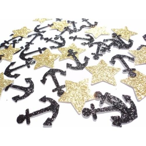 Glitter Anchor & Star Glitter Nautical Wedding scatter birthday party table bridal baby shower Table decor scrapbook Confettis