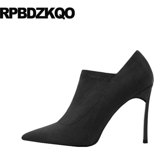 Ankle Plus Size Black Fur Fashion Slip On Winter Pointed Toe 10 Luxury Brand Shoes Women Boots New Female Short 2017 Ladies