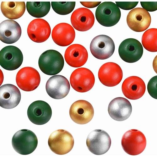 Pandahall 160pcs Multi Styles Natural Wooden Beads 16mm Round Balls Spacer Wood Beads for Jewelry Making Diy Bracelets Necklace