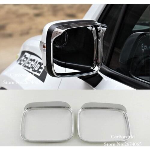 For 2015 Jeep Renegade 2016 2017 Rear View Mirror Cover RearView Mirrors Rain Shield Visor ABS Chrome Car-styling Accessories