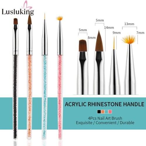 Nail Art Brush Painting Drawing Pen Builder Fan Flat Gradient Line Round Acrylic Gel Crystal Tips Design Manicure Tools
