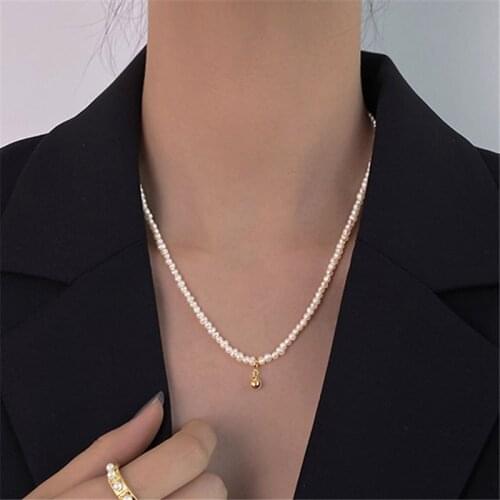 925 Silver Necklace Natural Freshwater Pearls Jewelry Minimalism Pendants Chocker Kolye Vintage Collier Bijoux Collares