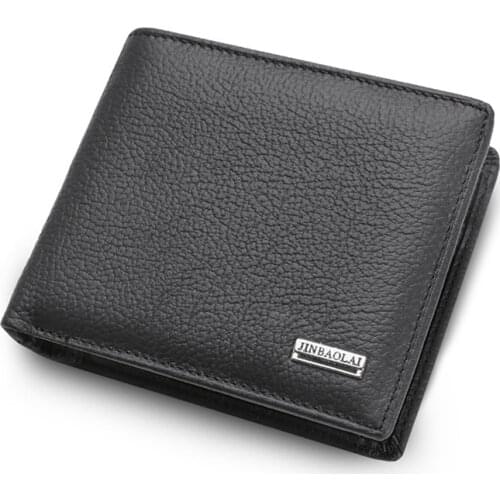 Genuine Leather Men Wallets Short Design ID Card Holder Waterproof Black Male Wallet Casual Top Quality Men Purse