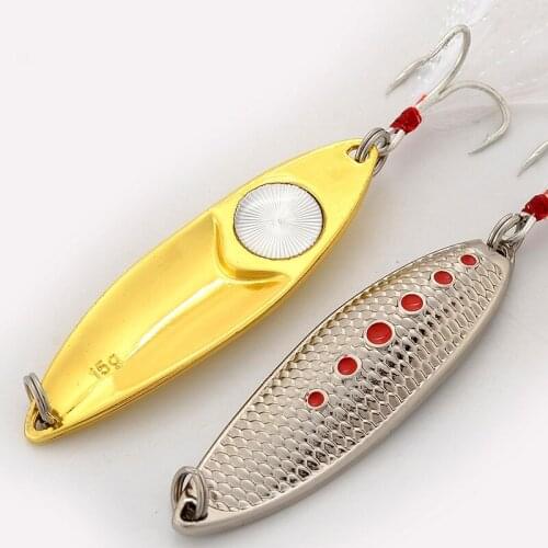 1PCS 5g/7g/10g/15g/20g Metal Fishing Bait Spoon Bass Baits Feather Spoon Bait Jig Wobbler silver golden Lure Artificial Bait