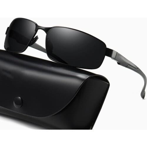 Men Square Outdoor Sports Ultralight Al-Mg Alloy Oversized Polarized Night Vision Sunglasses Custom Made Myopia Lens -1 to -6