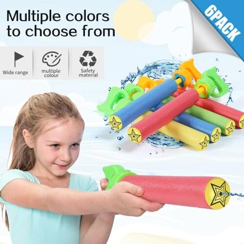 6pcs Water Blaster Shooting Cannon Kit Foam Squirt Guns Toy Fun Summer Beach Bathroom Toy For Boys Children Kids Outdoor Toy