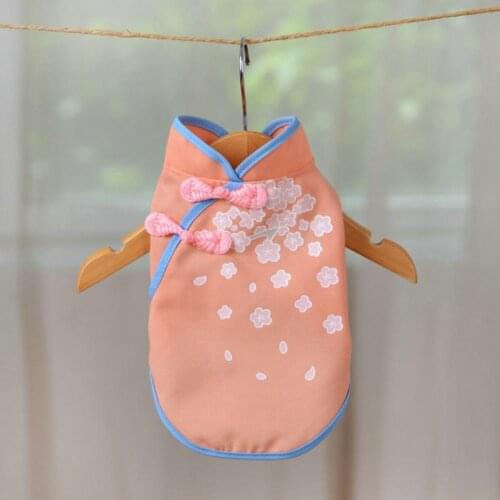 Retro Dog Cheongsam Printing Two-legged Cotton Adorable Puppy Tang Suit Dress Party Pets Accessories для собак