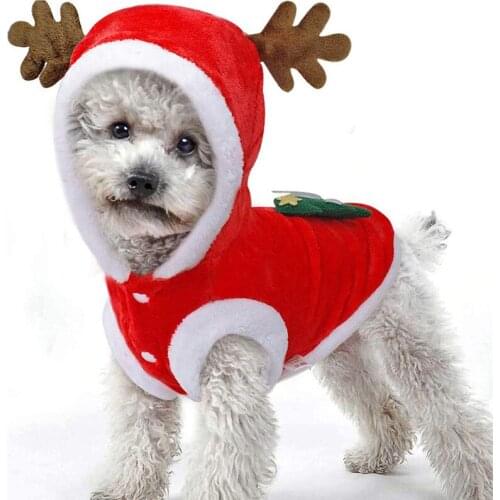 Dog Clothes Pet Dog Christmas Jacket Winter Warm Thick Cute Cartoon Small Dog Cloth Costume Dress Apparel Puppy Kitten Costume