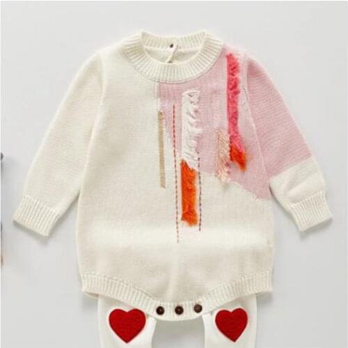 Autumn Cute Kids Baby Girl Knit Clothes Rompers Spring Baby Girls Long Sleeve Tassels Rompers Jumpsuit Clothes