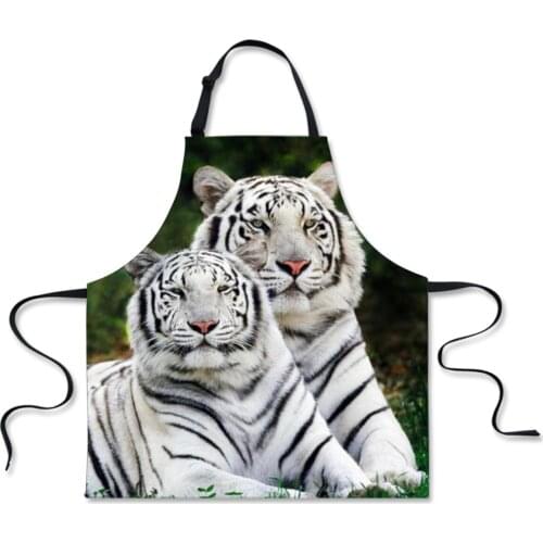 Funny Tiger Lion 3D Print Kitchen Aprons Waterproof Cooking BBQ Apron for Women Men Home Cleaning Sleeveless Anti-oil Apron
