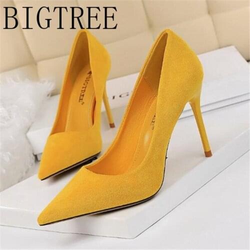 Wonen Pumps Fashion Office Shoes Flock Pointed Toe Thin Heels 9CM 2019 Fashion Women Pumps Shoes Dress
