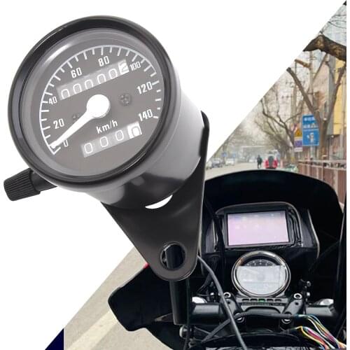 Universal Motorcycle 12V Odometer Tachometer Speedometer Gauge Refit Vintage Instrument Scooter Motor Retro Black Meter