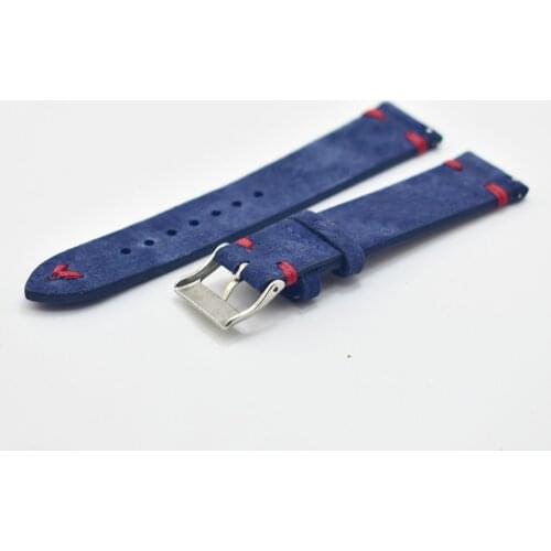 Genuine Suede Leather Vintage Straps handmade Wrist 18mm 20mm 22mm 24mm Watch Accessories High Quality Blue Watchbands