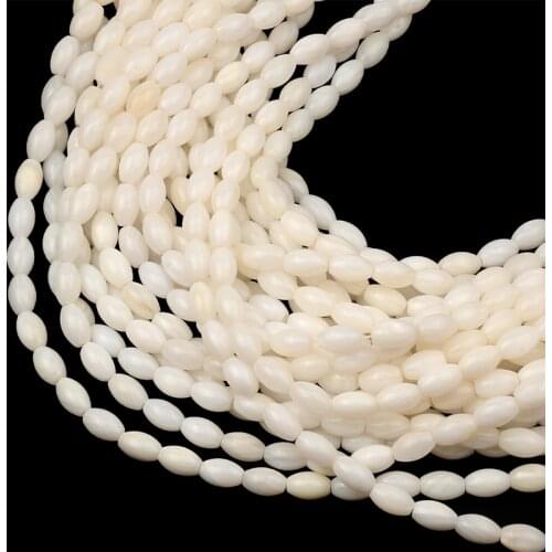 High Quanlity White Rice Shape Natural Shell Beads Charm Loose Spacer Stone Beads for Jewelry Making Needlework Diy /Handmade
