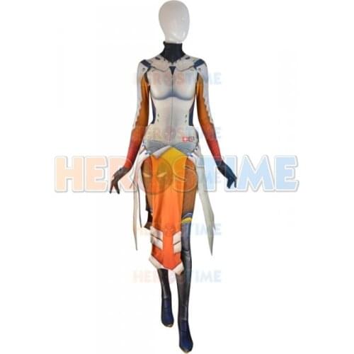 High Quality 3D Print Mercy Costume Armored W Strips Girl Game Cosplay Suit lady Angela Ziegler costumes halloween zentai
