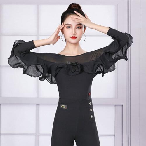 Excellent Quality Latin Dance leatord Female Sexy Performance Dancing top Ballroom Cha Cha Samba Practice Dance Clothes