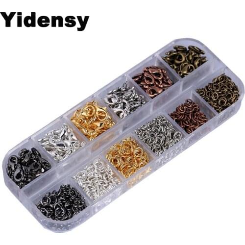 Yidensy 1 Box Mixed Lobster Clasps Jump Rings Gold Silver Bronze Gunlblack Color for Necklace Bracelet DIY Jewelry Findings