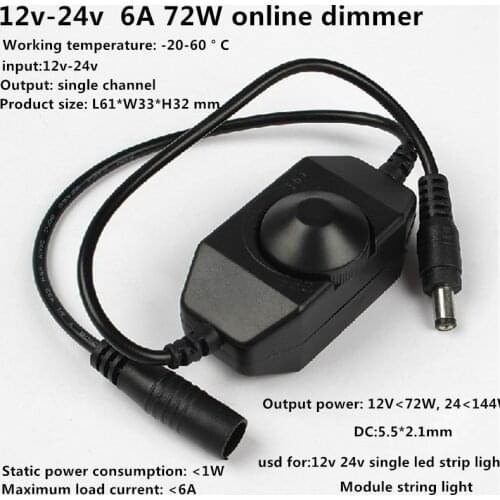 1PC Mini LED Brightness Adjust Switch Dimmer Controller with DC for 3528 5050 5630 Single Color LED Strip Light LED Dimmer 12V