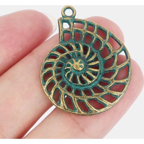 10PCS Antique Bronze/ Greek/Verdigris Patina Spiral Conch Sea Snail Charms Pendants for Necklace Jewelry Beads Findings