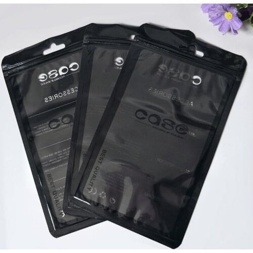 1000PCS 12x21cm Black White Cell Phone Case Ziplock Bags PP Plastic Clear Ziplock Sealing Pouch Bags Accesorries Packaging