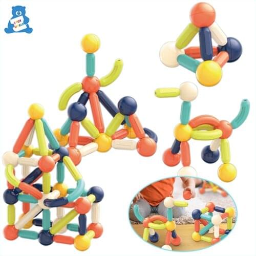 15-64PCS Magnetic Constructor Block construction set Building Blocks Montessori Educational Toys for Children Bricks Gifts