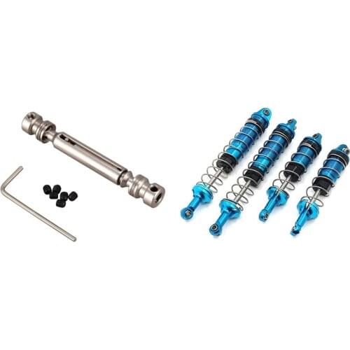 2 Set RC Car Part: 1 Set Metal Rear Middle Drive Shaft Transmission Kit & 1 Set Adjustable Oil Shock Absorbers Damper