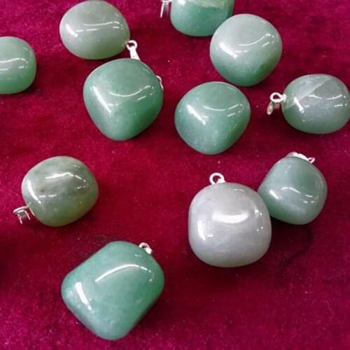 20PCS 15-20MM Natural Green Semi-precious Stone Jewelry Necklace Pendants