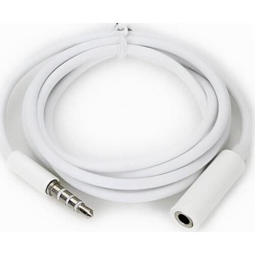 3.5mm 4-Pole Male to Female Auxiliary Extension Audio Stereo Cable Cord for Headphones iPad iPhone iPod Samsung Aux
