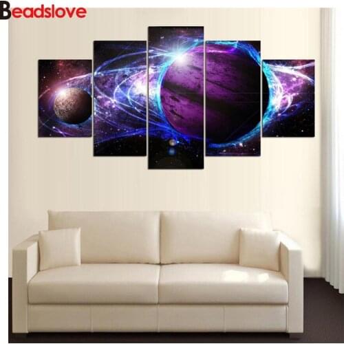5 panels Diamond Painting Full Square/Round Universal space view Drill Daimond Embroidery Painting Cross Stitch 5 pcs set