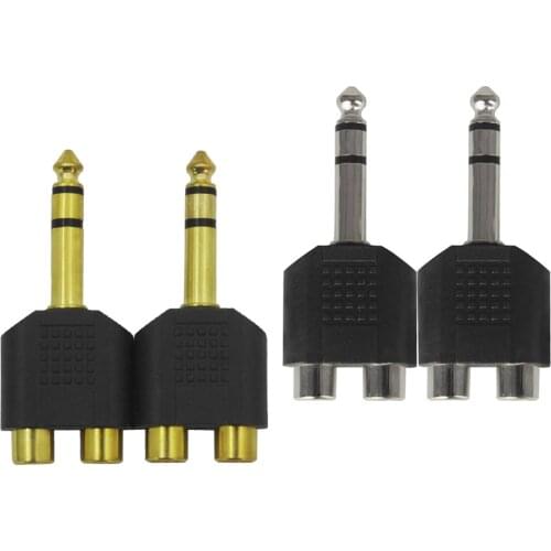6.35mm Headphone Mic Audio Cable Converter Adapter 1 Male To 2 Female